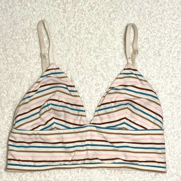 Madewell Cotton-Modal® Kealy Longline Bralette in rainbow stripe - Picture 6 of 9